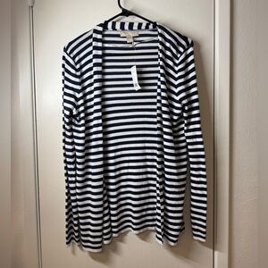 NWT Banana Republic Navy Blue White Striped Nautical Knit Open Front Cardigan S